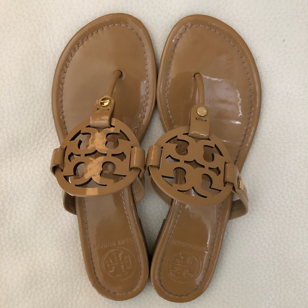 Tory Burch Nude Patent Miller Sandals
